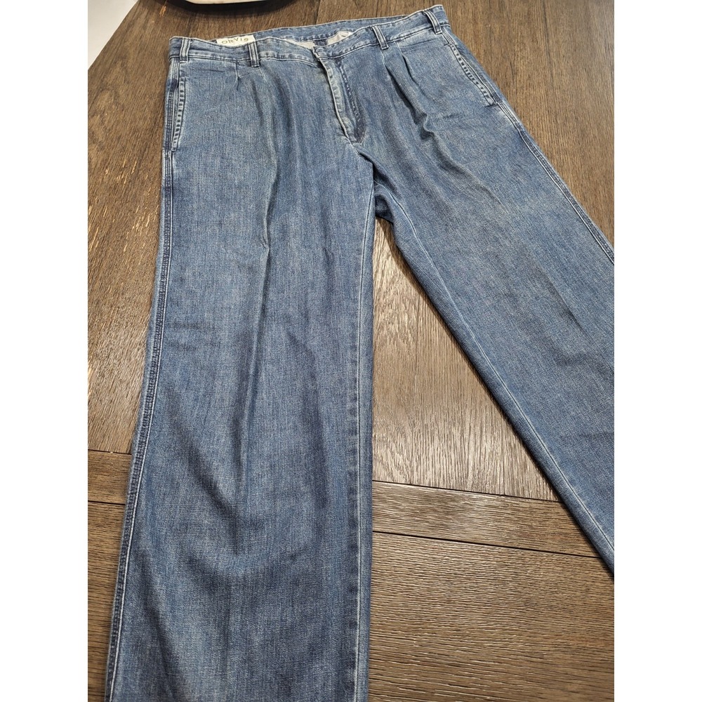 Vintage Rare Orvis Jeans Men's 40x32 Y2K Baggy Wide Leg 90s Chambray Pants Clean
